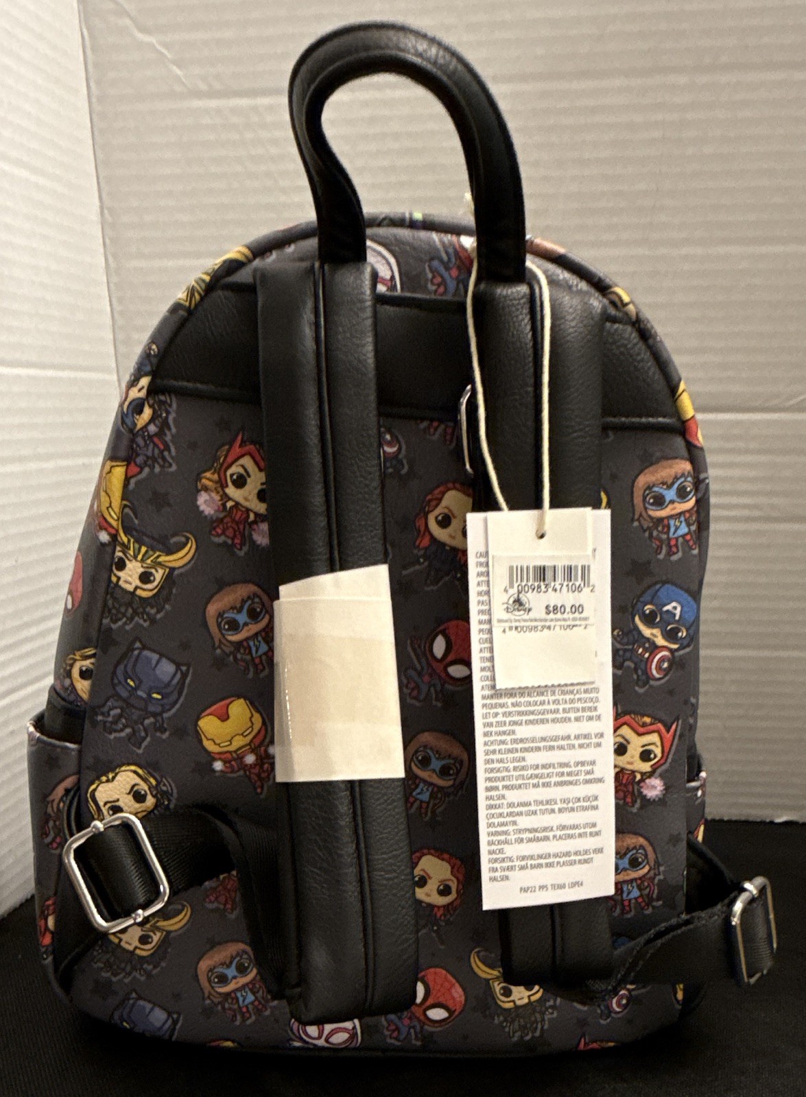 Loungefly Marvel Avengers Mini Backpack Character Print Black/Multicolor Pockets