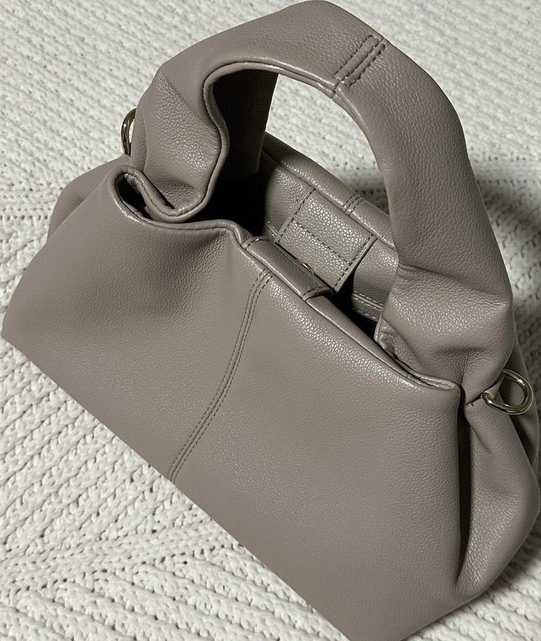 Gray Beige Crossbody Purse Tote Bag Pebbled Leather (Brand New Without Tags)