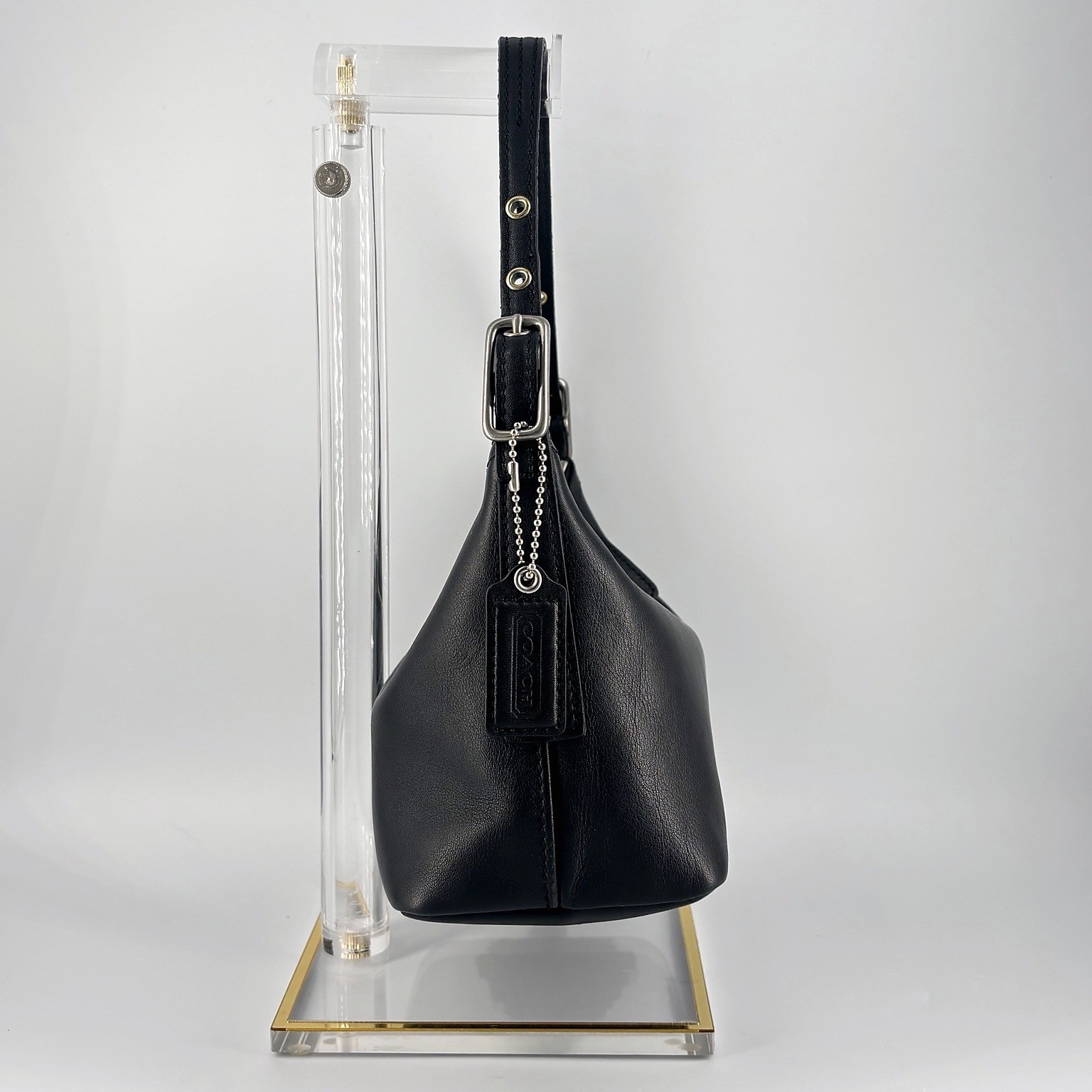 Y2K Coach Black Leather Shoulder Bag | Demi Baguette Mini Purse w/ Hangtag