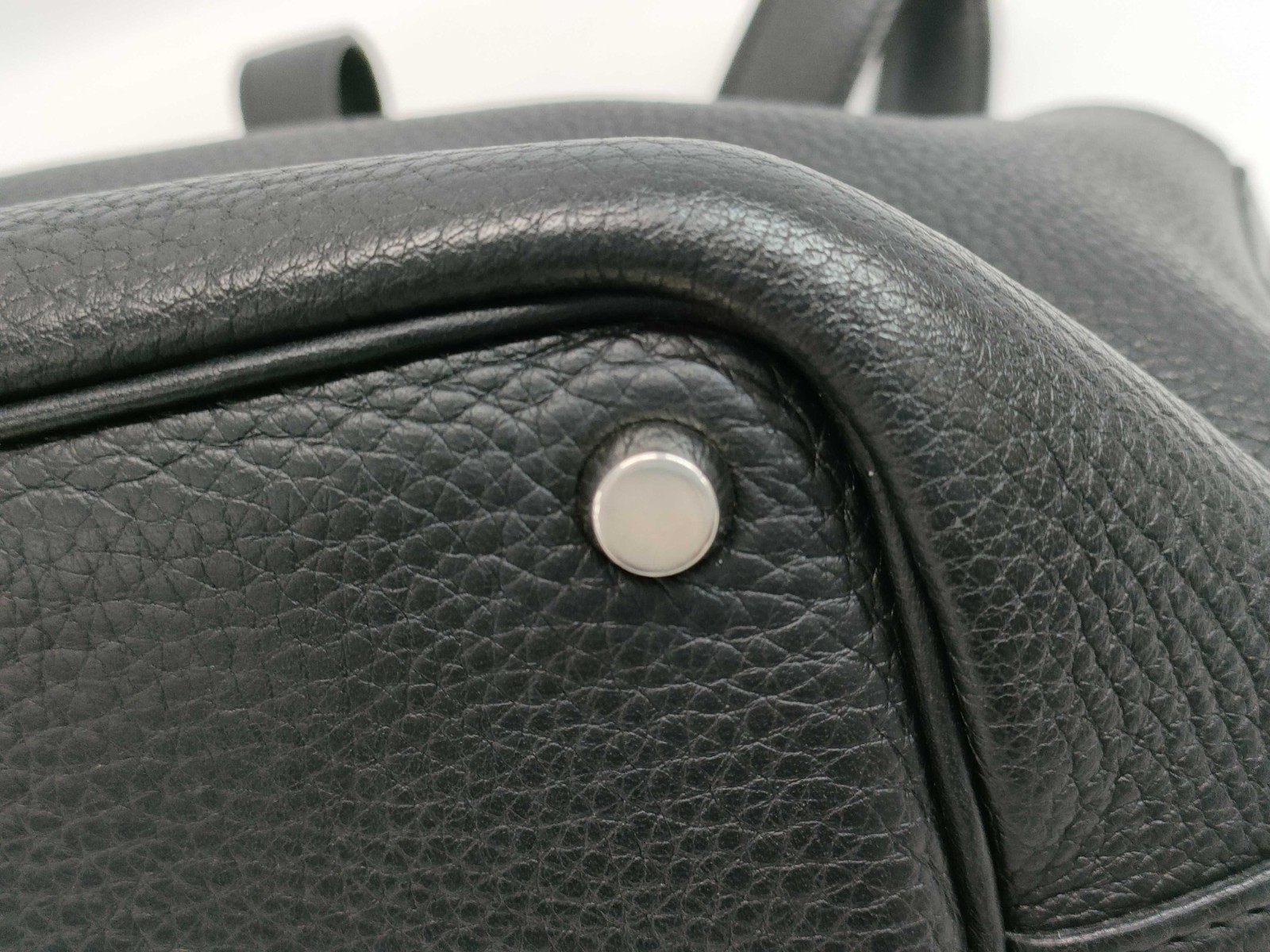 HERMES Picotin PM Black Leather Handbag Silver Hardware □A Stamp 1997 Japan