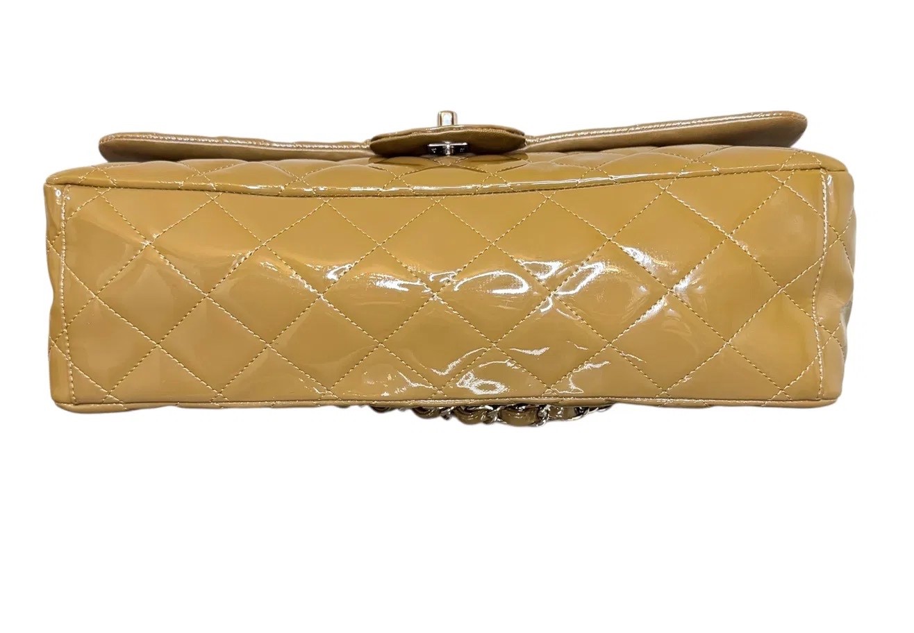 Chanel Classic Maxi Single Flap Patent Dark Beige Khaki 14-Series NEVER CARRIED
