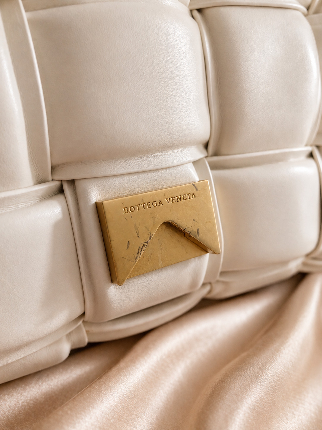 Genuine Leather Padded Cassette Crossbody Ecru (soft ivory/cream) color