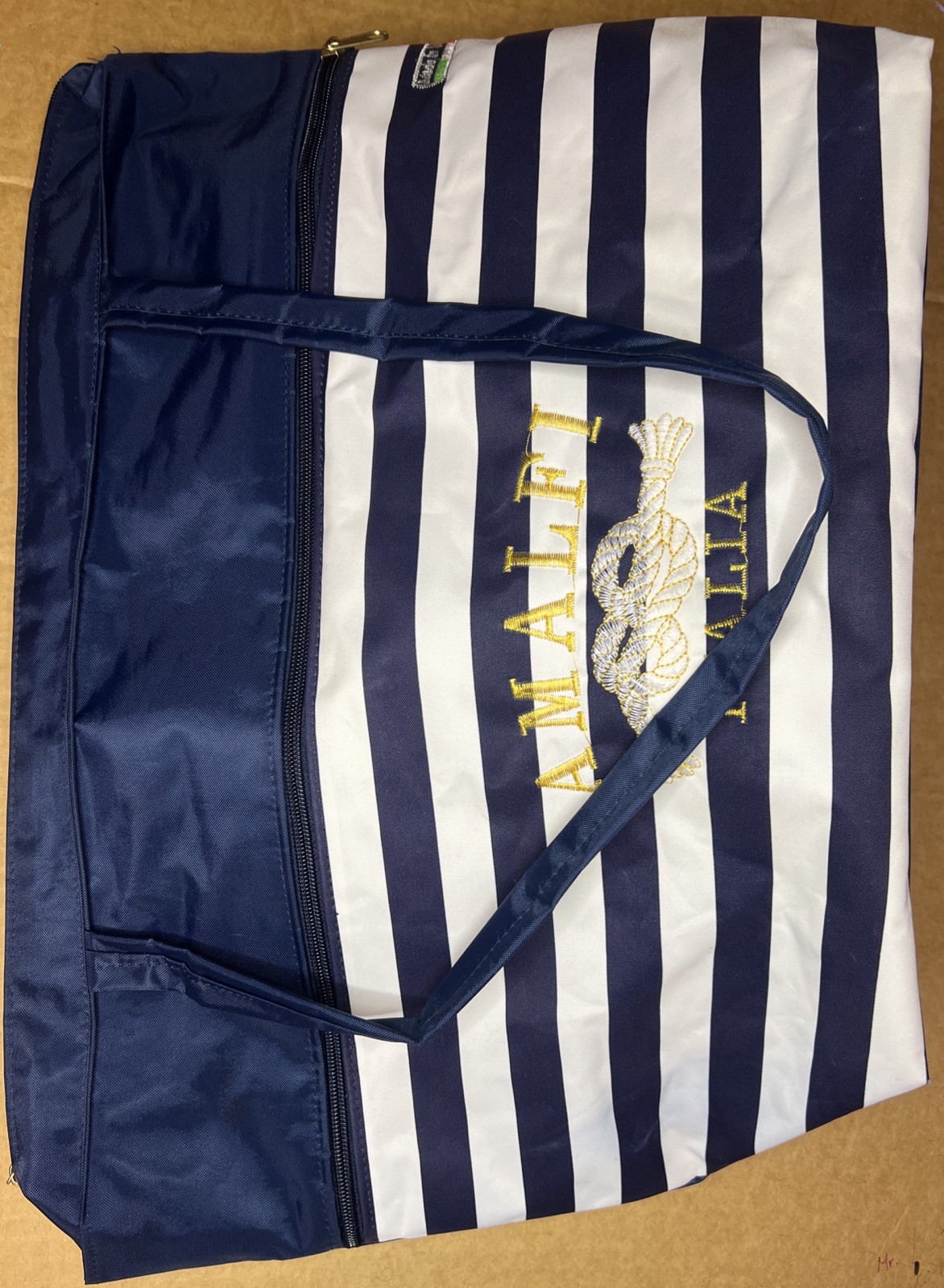 Nautical Shoulder Bag, Tote Carry All Bag Blue and White Stripped Amalfi Italia