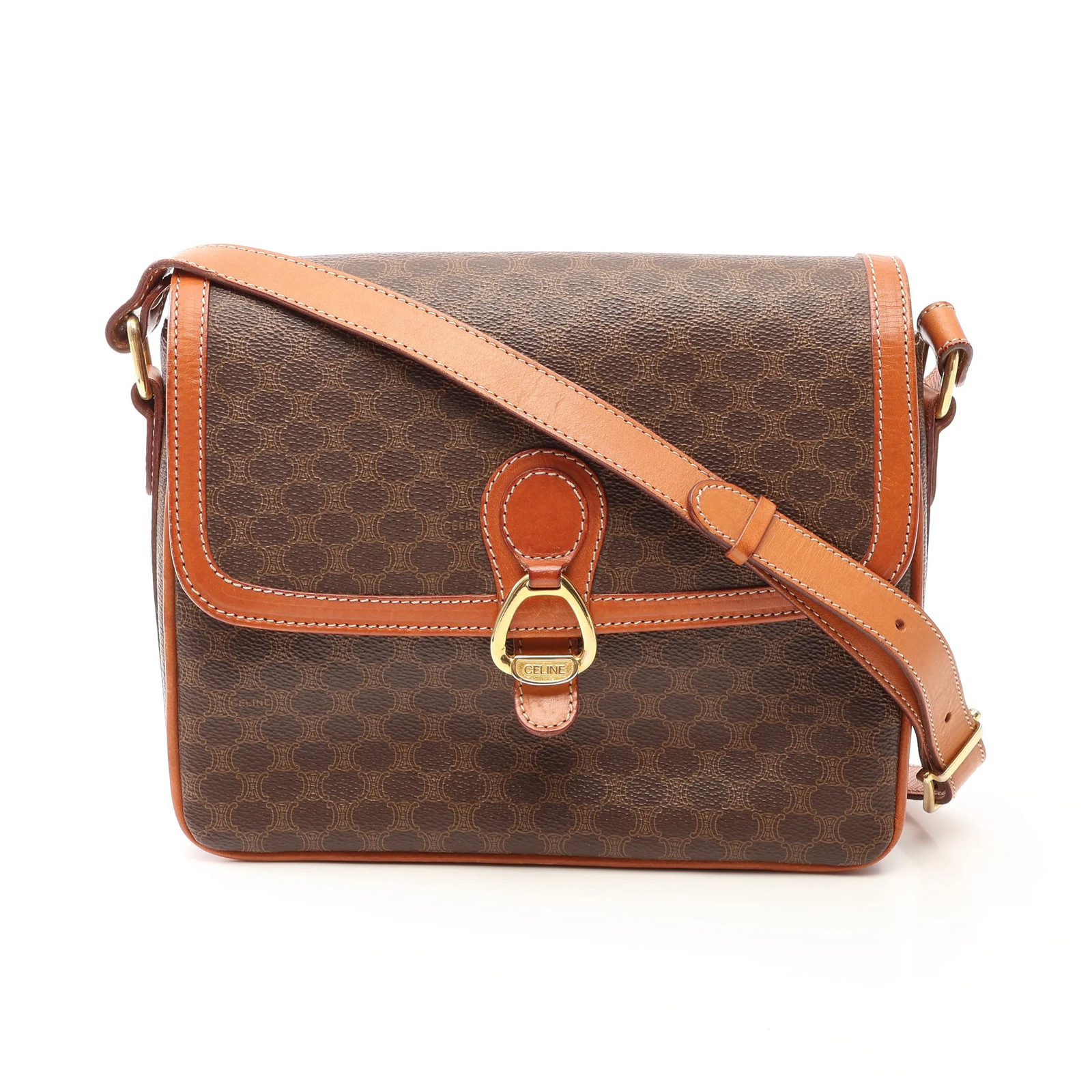 Celine Macadam Shoulder Bag Brown PVC #RCB13979