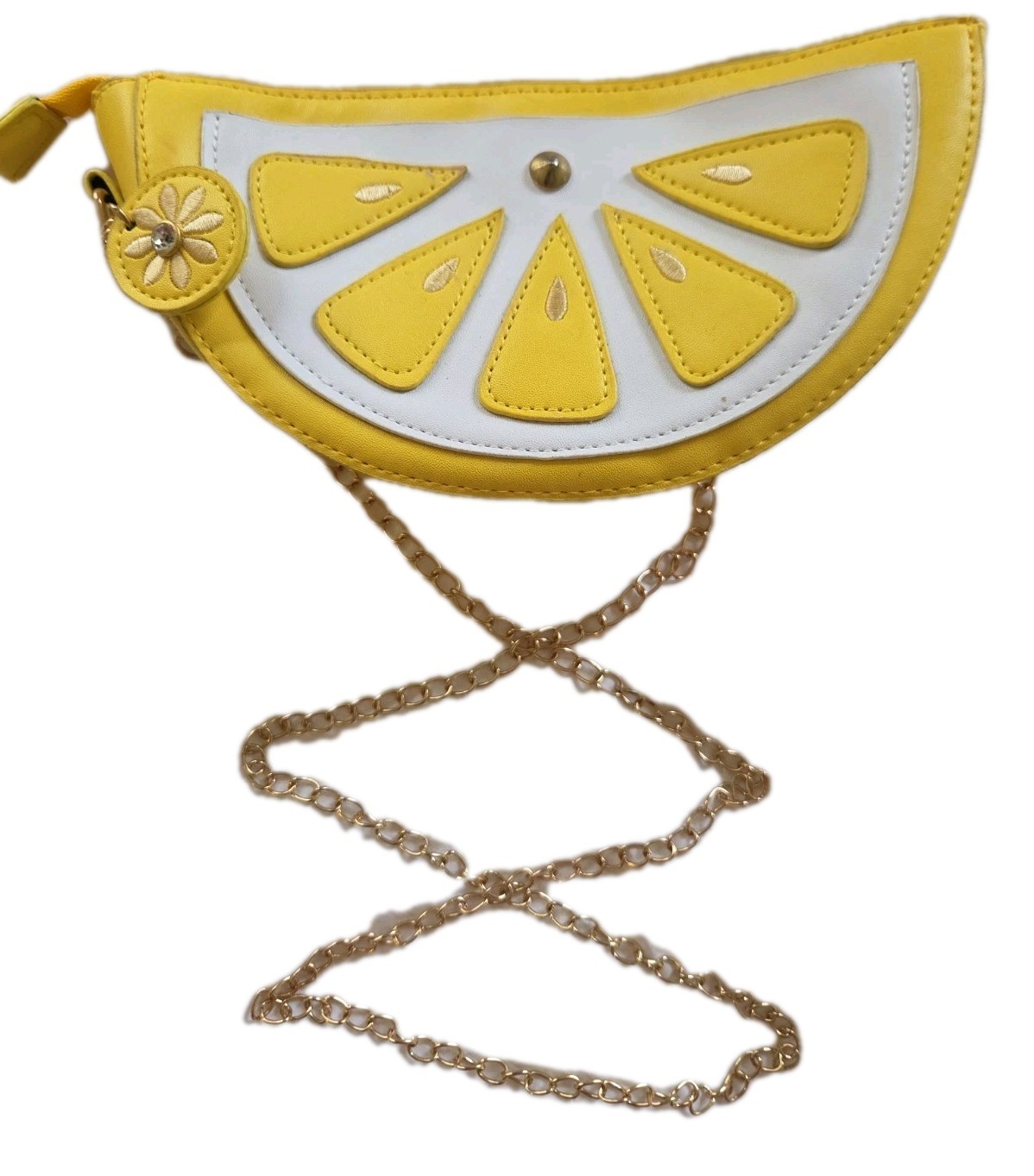 Yellow Lemon 🍋 Slice Bag Shoulder/Crossbody w/Chain Strap Bag Charm & Detailing