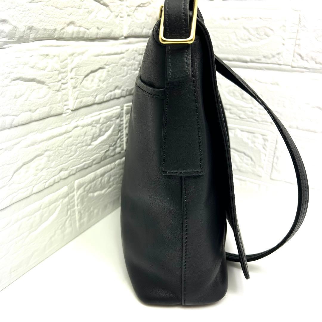 Level COACH Old Coach Shoulder Bag Messenger Leather Black