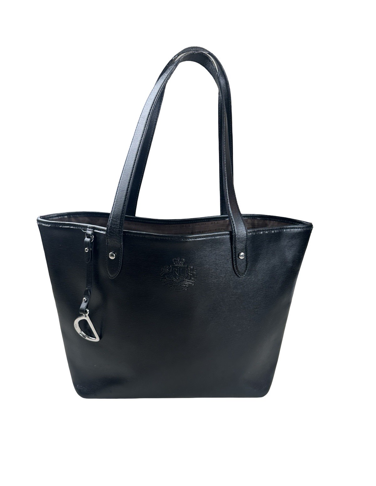 LAUREN Ralph Lauren Sloan Street Black Leather Tote Shoulder Bag w/ Zip Pouch