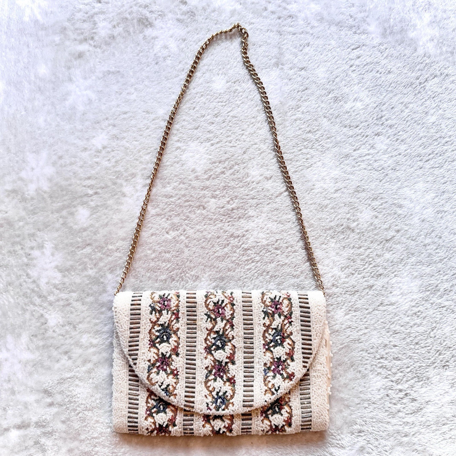 Beaded Purse Tapestry Hand Beaded Hong Kong Evening Bag Vintage