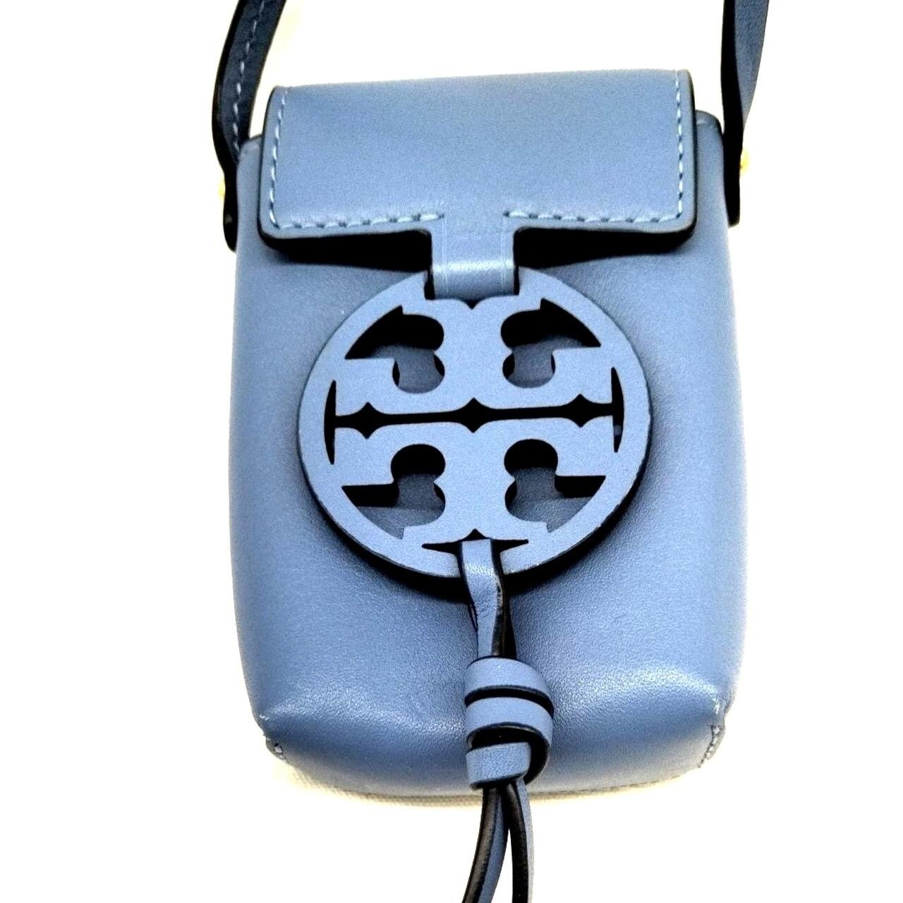 TORY BURCH Pochette Mini Blue 2.5×4.3×0.7 inch Used From Japan Authentic
