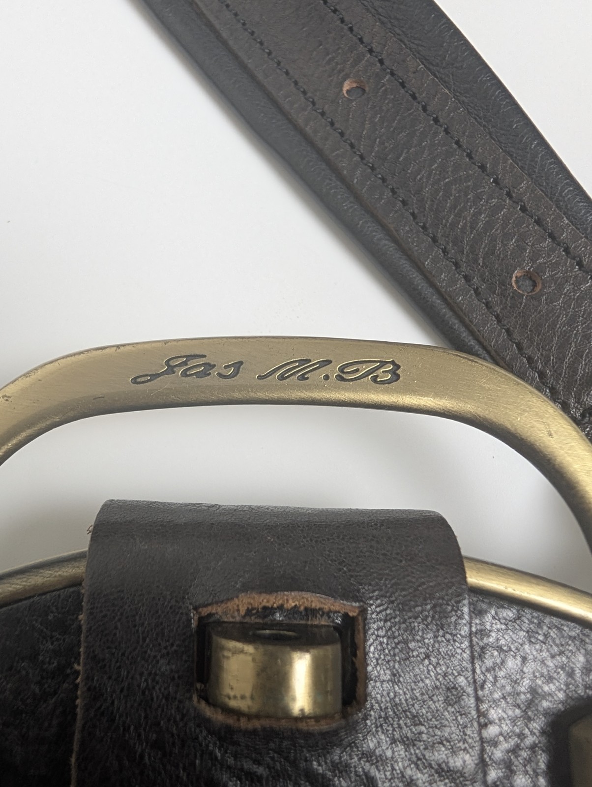 Jas M.B. London Brown Leather Purse Brass Frame Hardware