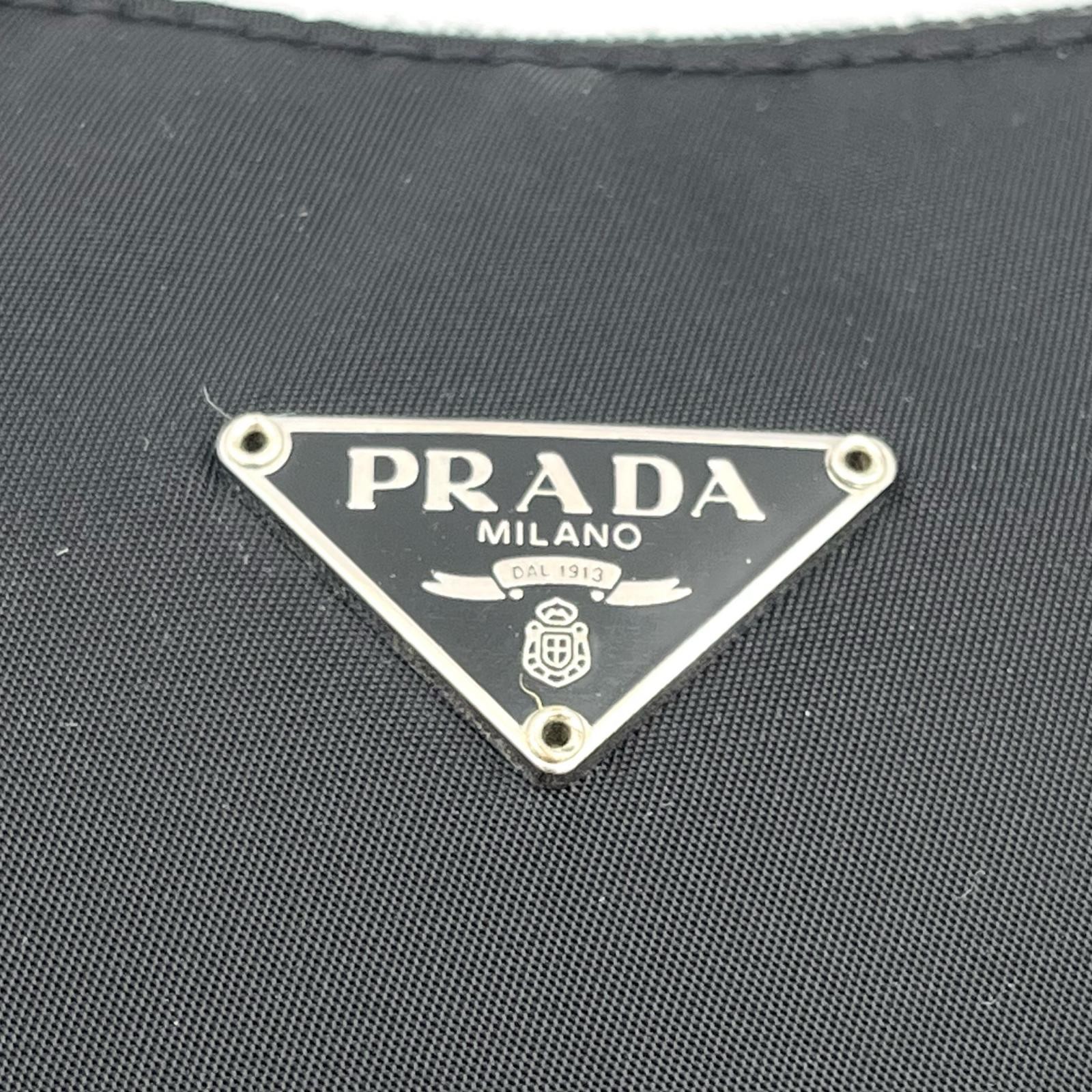 PRADA Tessuto Nylon Black Hobo Bag One Shoulder Handbag Vintage Triangle Logo