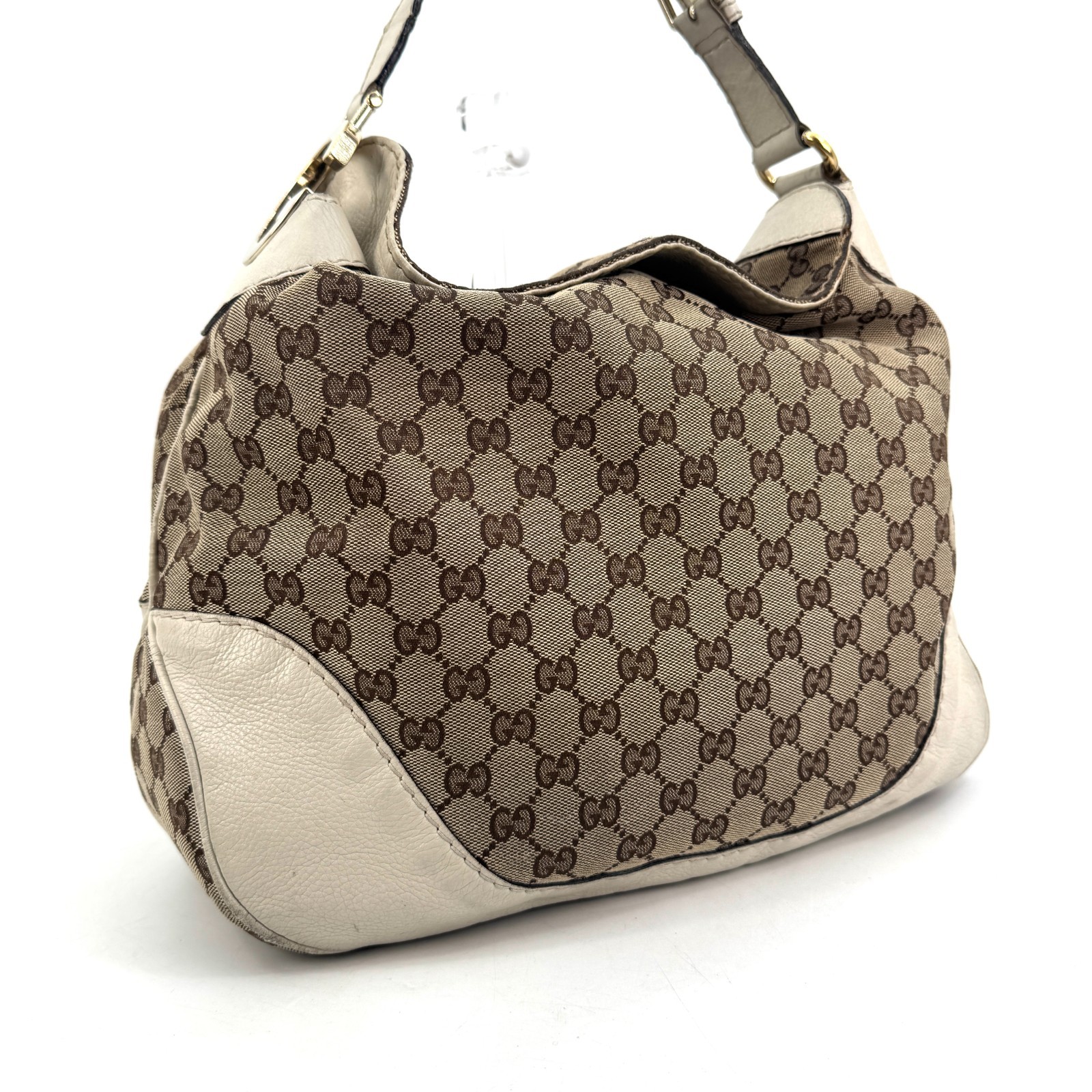 Gucci Tote Bag Soulder GG Canvas G Gold Authentic 453T0454