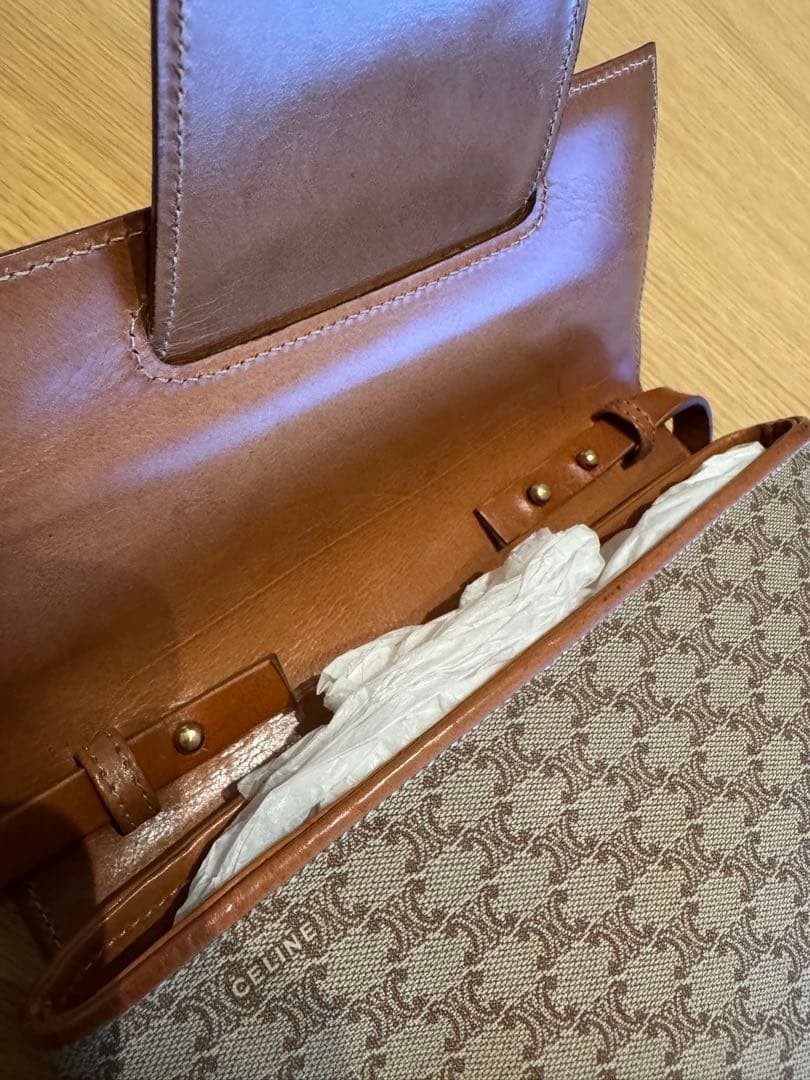 RARE Vintage CELINE Macadam Triomphe Monogram Flap Bag Brown Leather Authentic