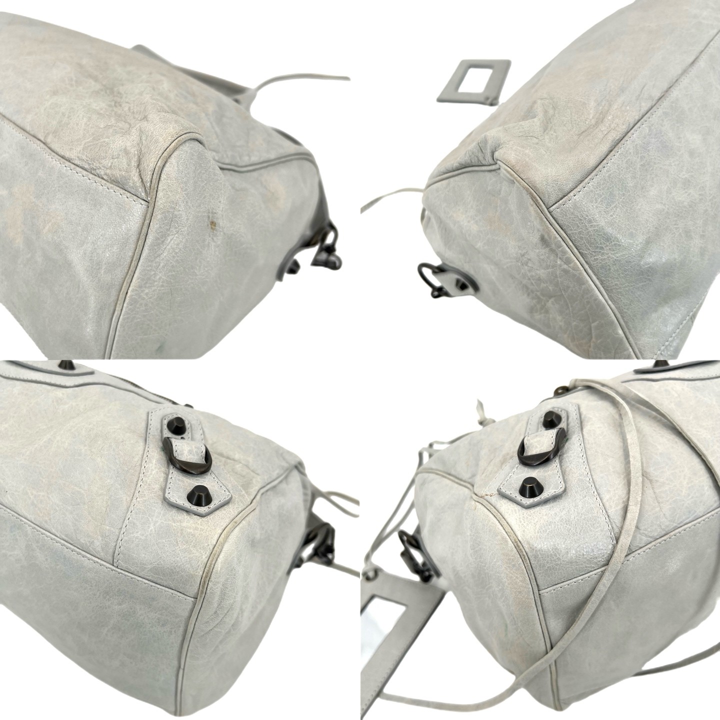 Balenciaga City Twiggy Large Light Gray Distressed Lambskin Multiway US Ship