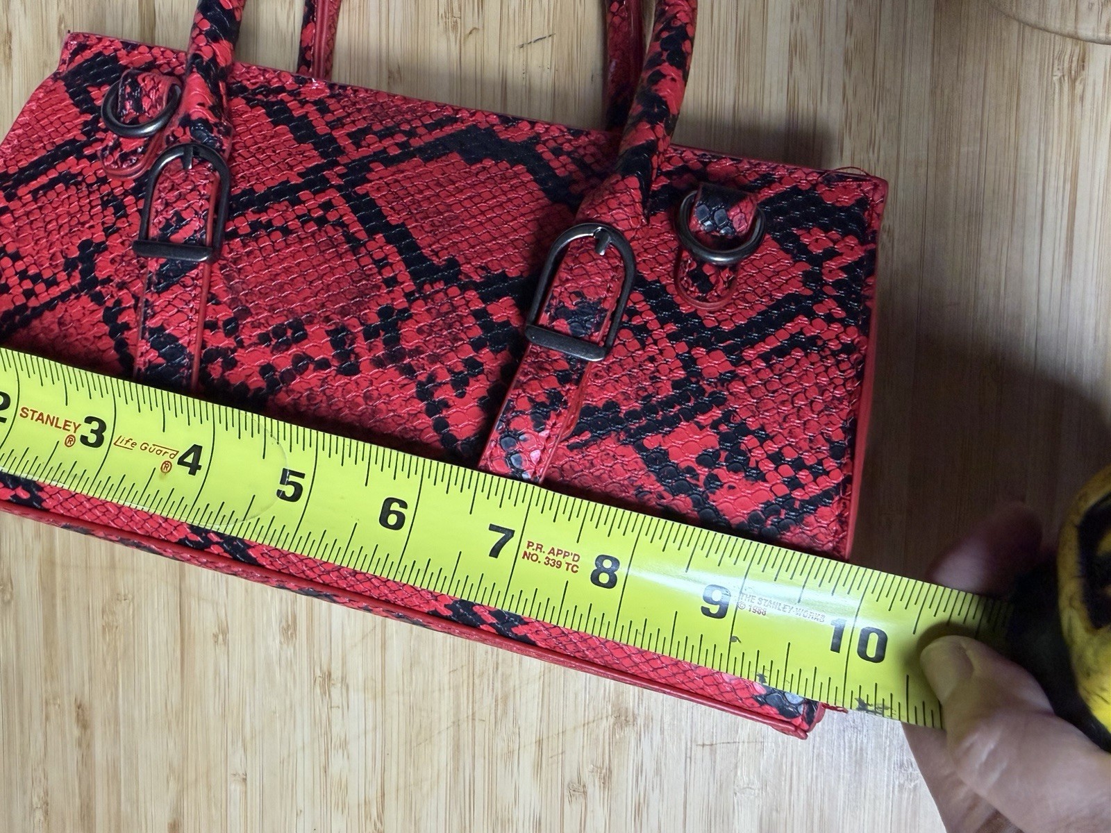 Ed Hardy Red Snake Print Satchel Shoulder Handbag Purse Charm Vegan Leather NWT