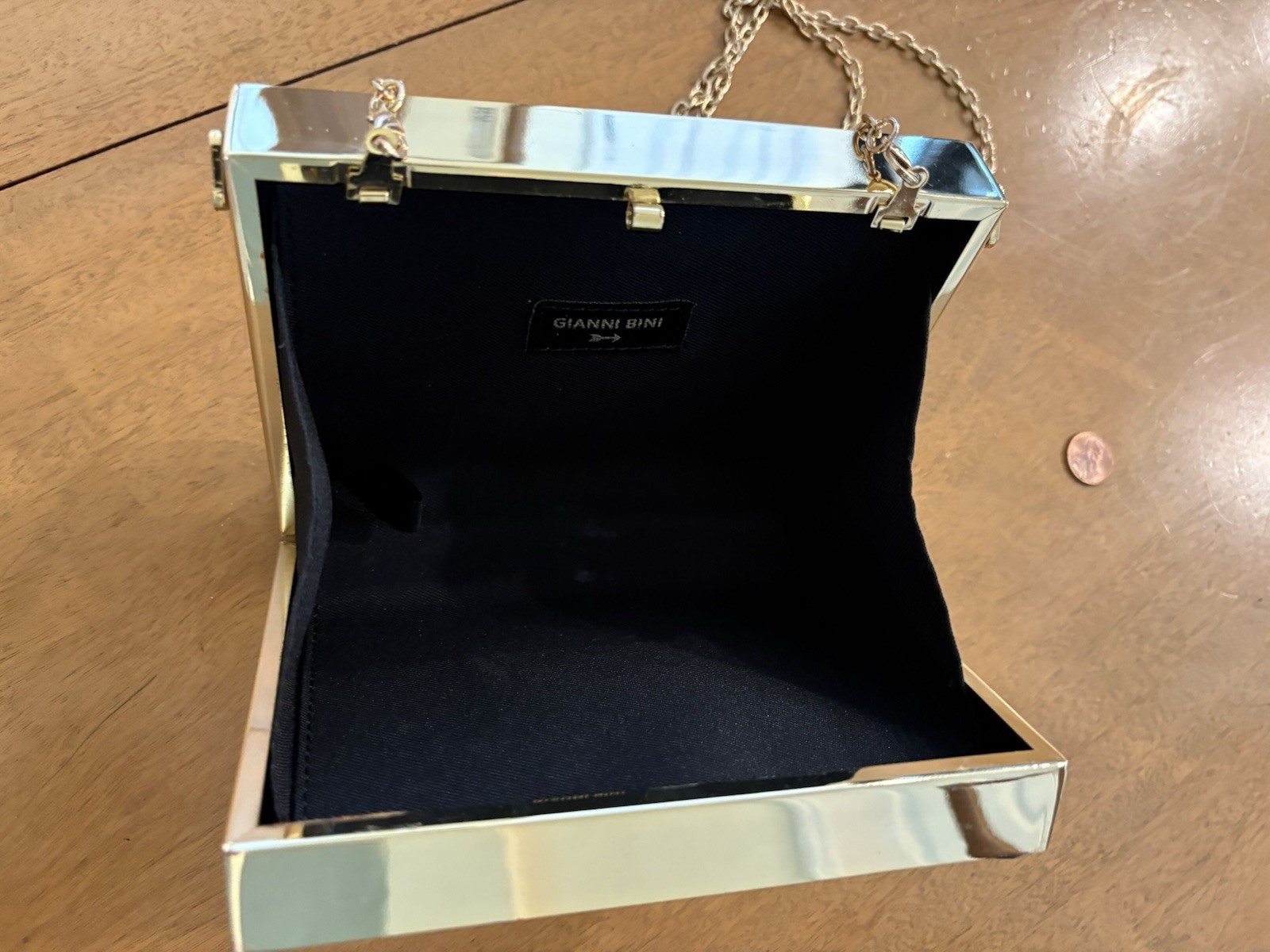 Gianni Bin Evening Bag Purse Gold Metal & Faux Tortoise Shell Lucite