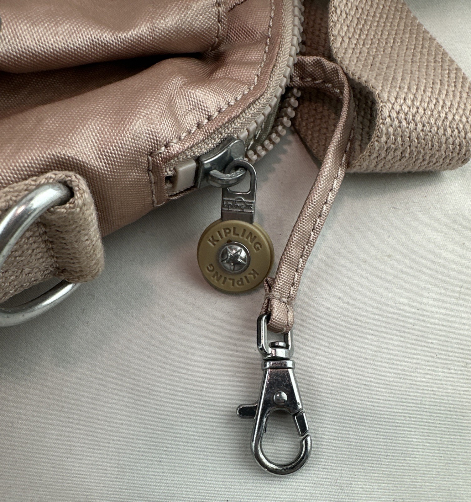 KIPLING Felicity Rose Gold Metallic Pink Purse Top Zipper Key Holder
