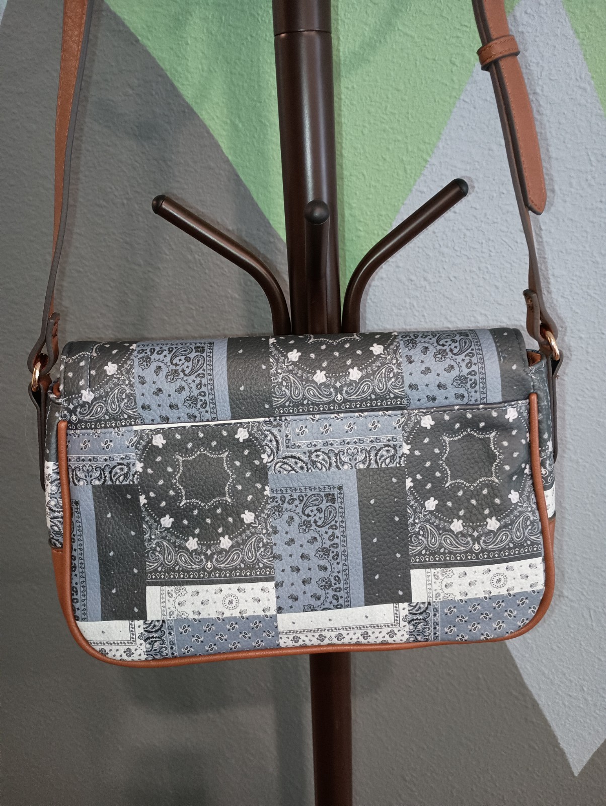 NEW Rosetti Bandana Patchwork Crossbody Purse in Denim and Brown