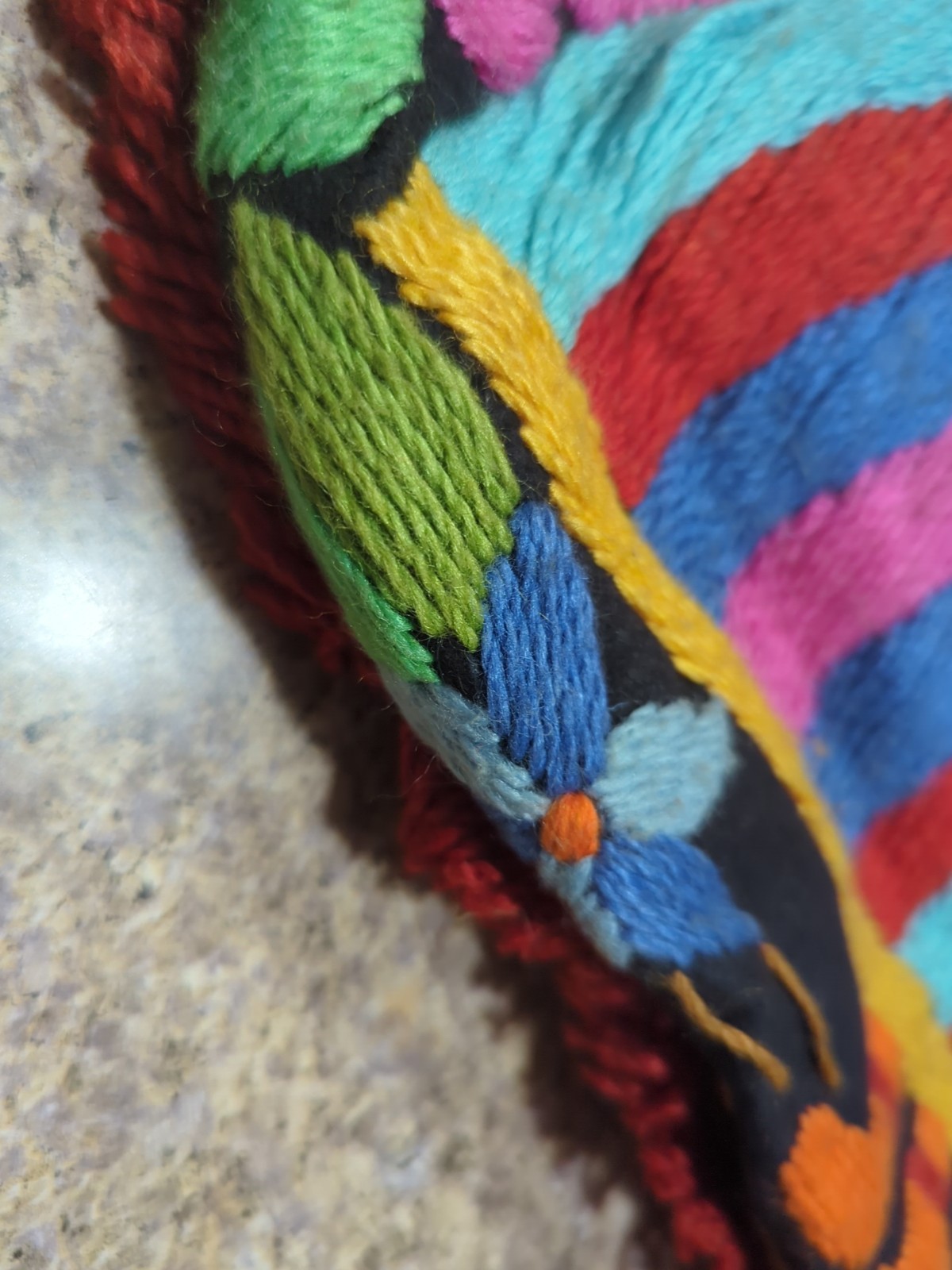 Vintage Handmade Yarn Stitched Embroidered Purse St. Maarten Souvenir