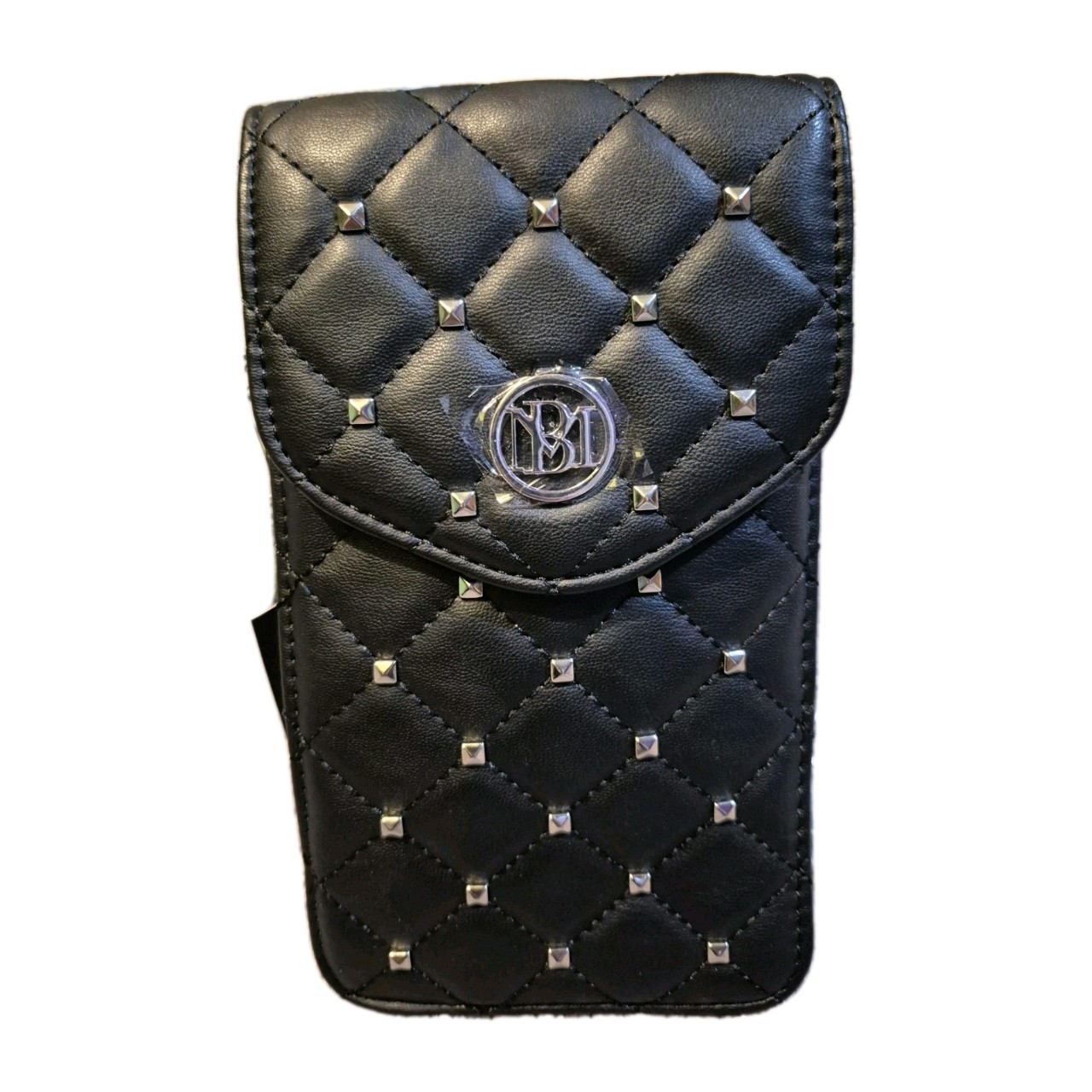 Badgley Mischka Black Quilted Phone case Holder Crossbody Bag purse NWT