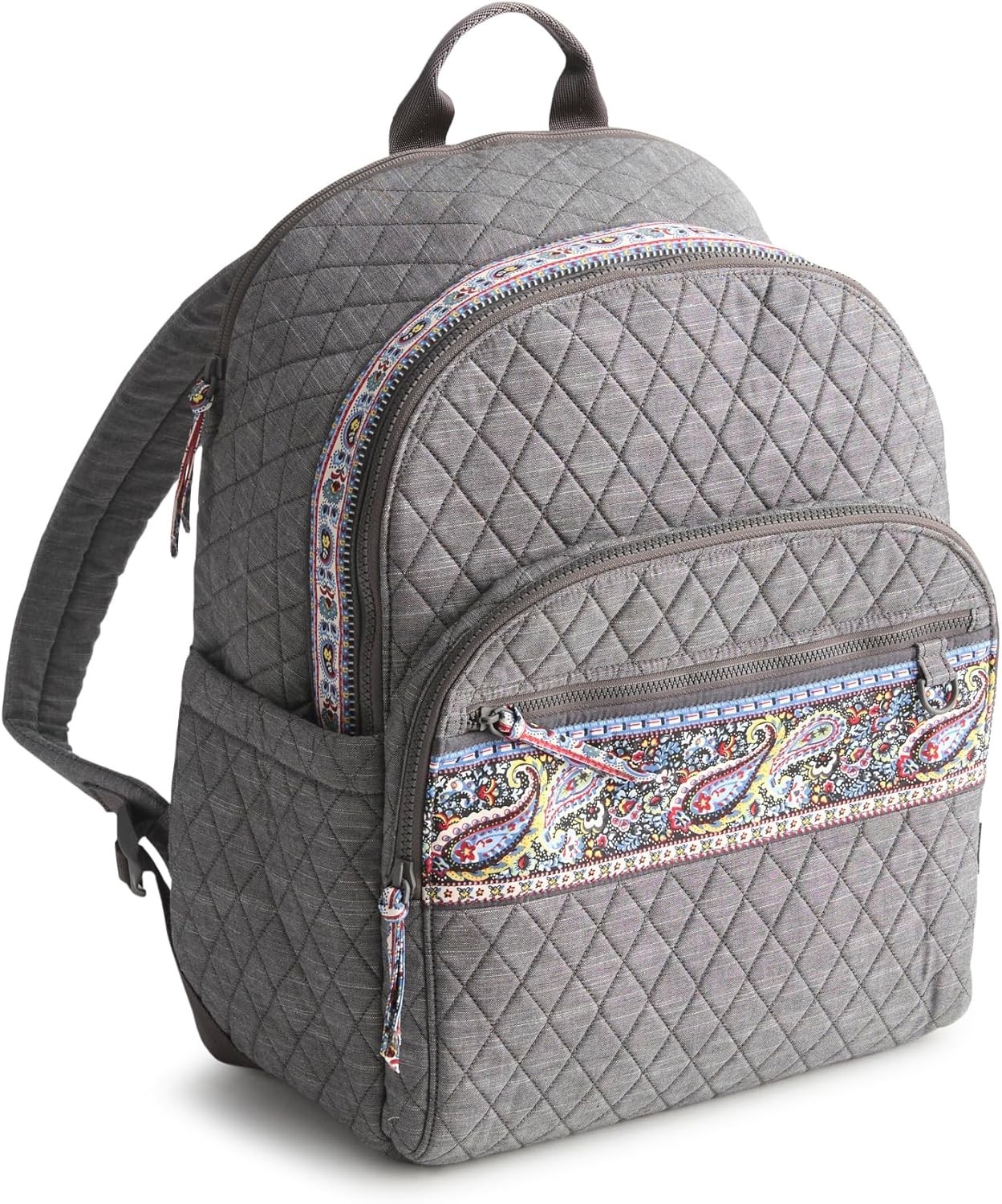 Vera Bradley Premium Cotton Bancroft Backpack Black Chambray Gray Paisley NWT