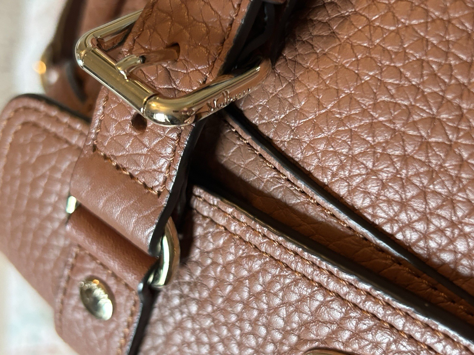 Mulberry Mini Alexa Leather Satchel Chestnut Brown Heavy Grain Retails $1345 EUC