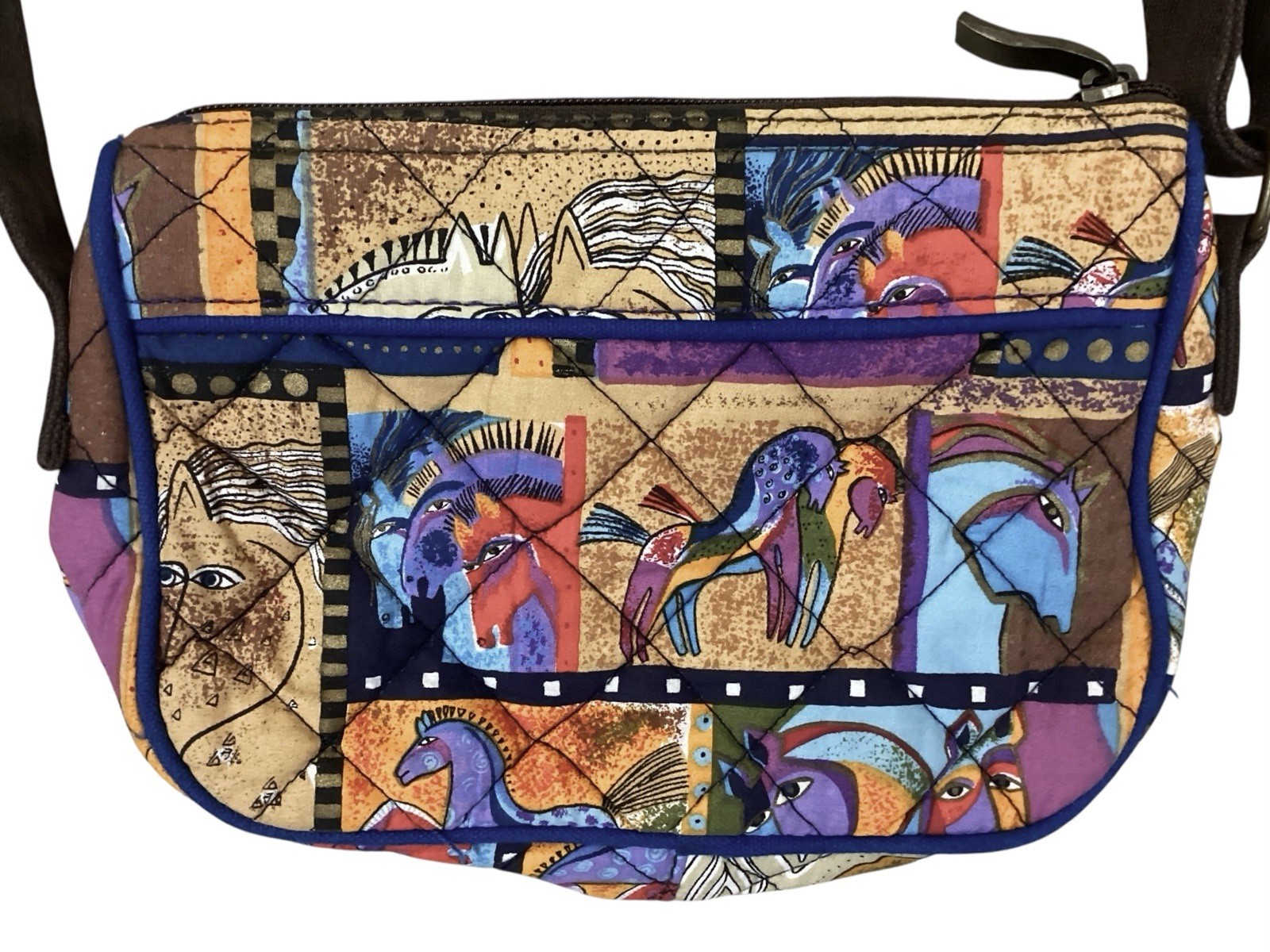 Laurel Burch Purse Shoulder Bag Quilted Blaze Multicolor Horse Print New