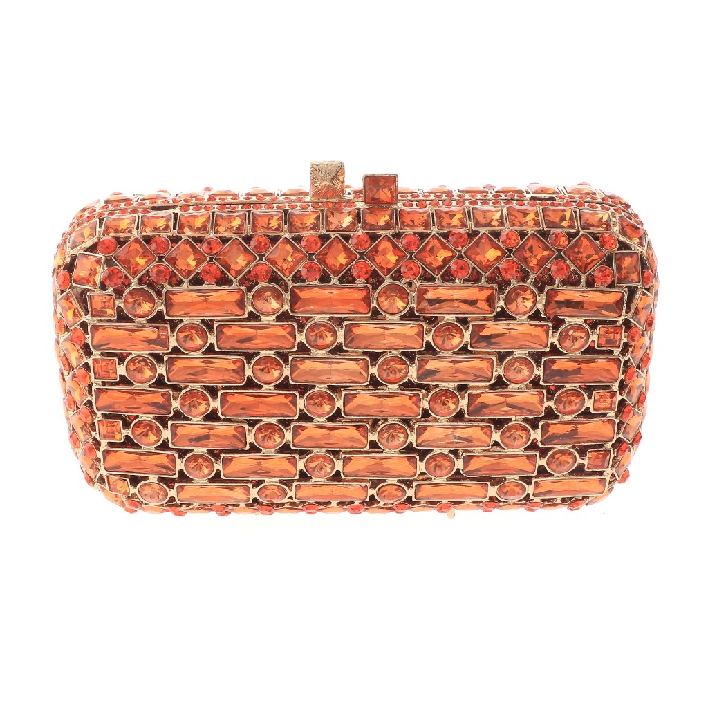 Gold Tone Alloy Metal High End Rhinestone Clutch Bag HB6281-ORG