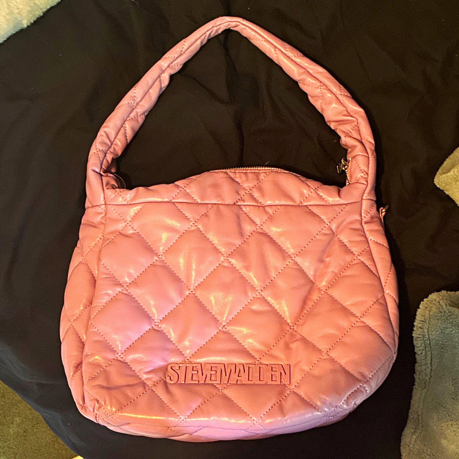 Steve Madden Purple Quilted Hobo Bag Top Handle Zip Logo (3rd pic is true color)