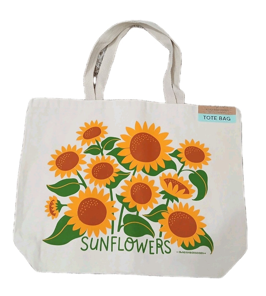 The Neighborgoods 100% Cotton 20″x14″x5½” Beige Sunflower Tote Bag