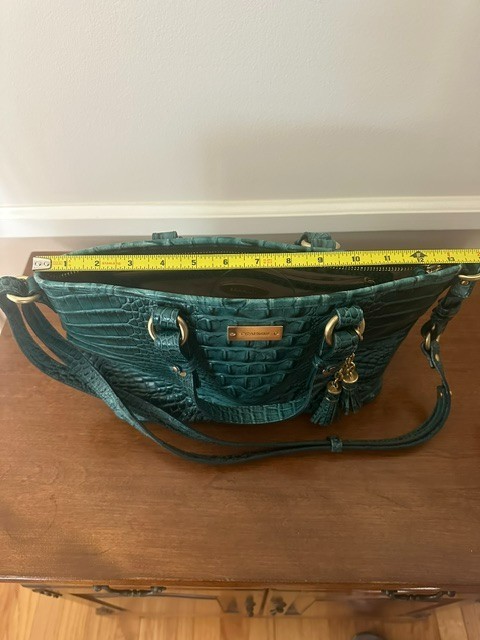 Brahmin Mini Asher Melbourne Genuine Leather green purse
