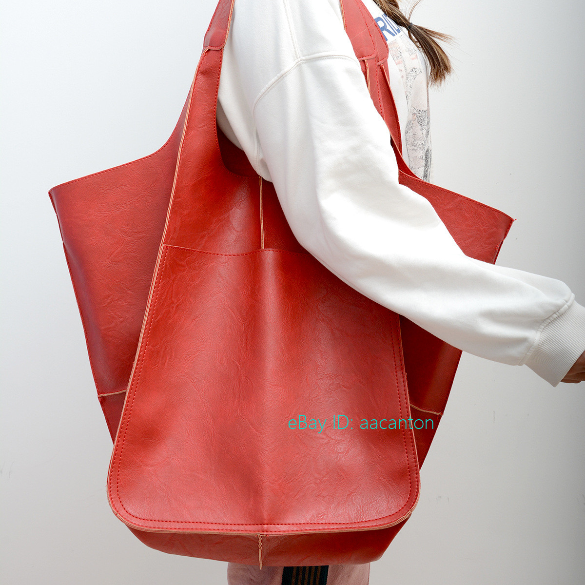Large Capacity Shopping Bags Soft Leather Casual Tote Shoulder Bag Handbag Women