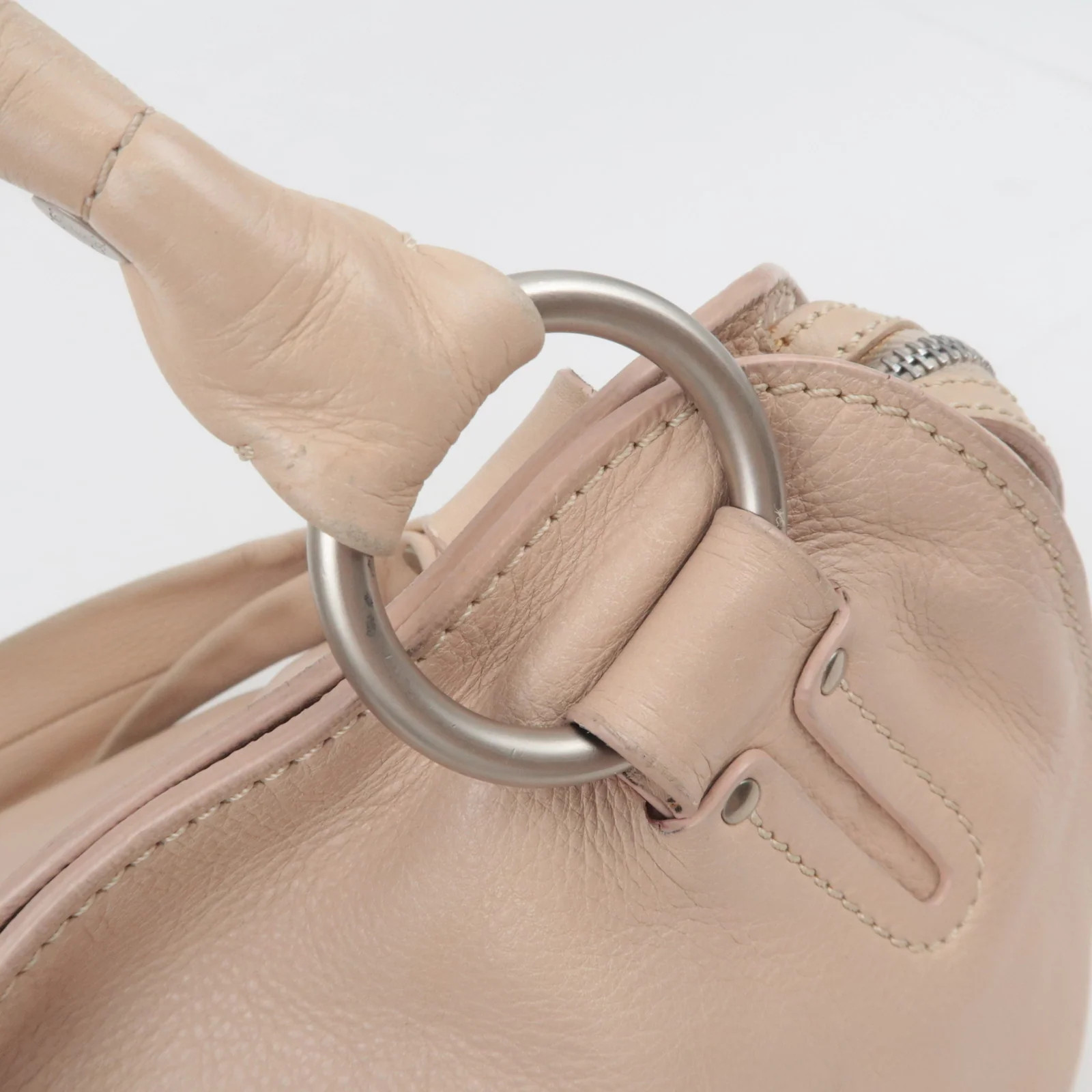 CELINE Bittersweet Leather Shoulder Bag Pink Beige Authentic