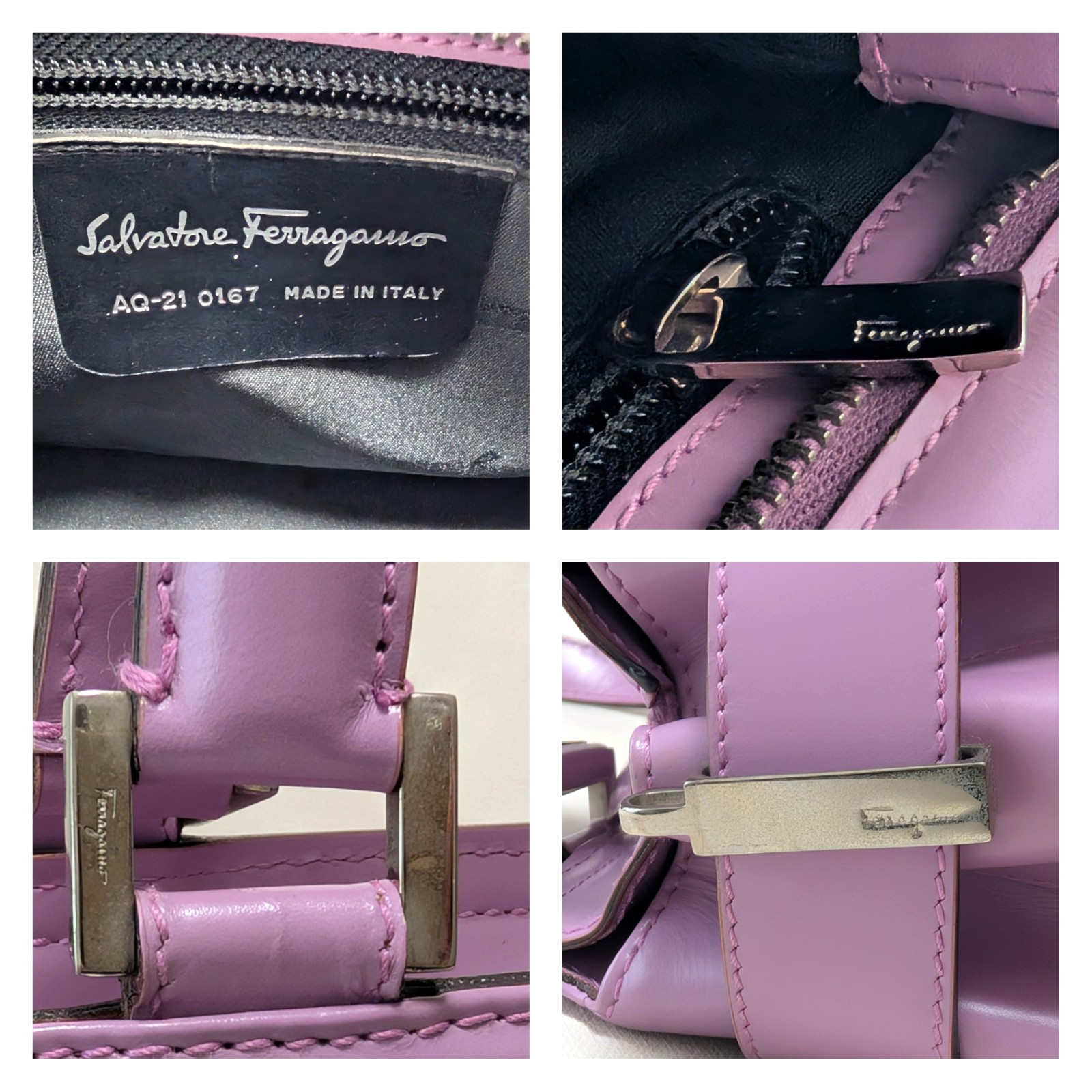 Salvatore Ferragamo Gancini Shoulder Hand Bag Leather Light purple