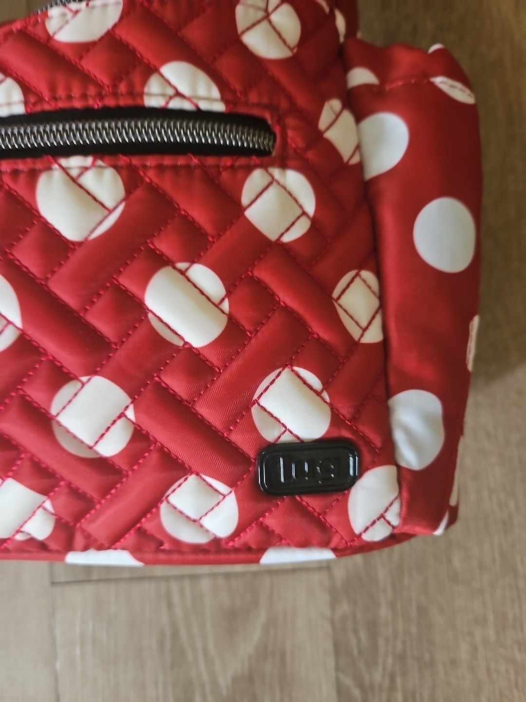 Lug Camper SE Crimson Large Dot Crossbody Bag Red & White Polka Dot