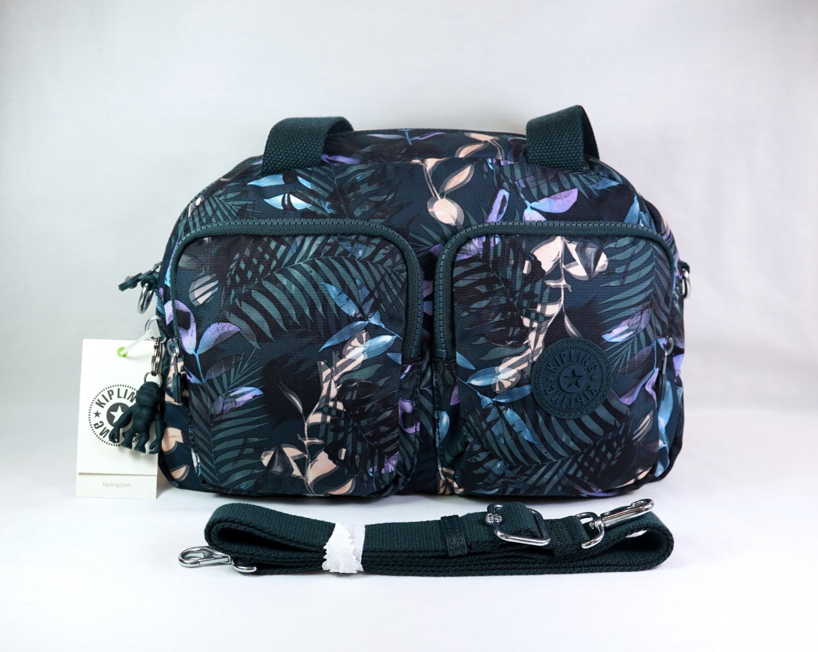 NWT Kipling COOL DEFEA SHOULDER/CROSSBODY BAG “Moonlit Forest” +Monkey Bag Charm