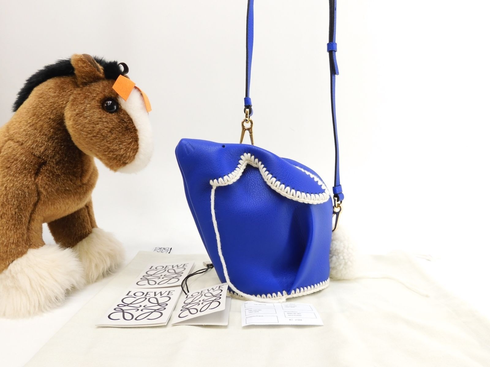 Loewe Bunny Macrame Mini Bag Limited Edition Rabbit Blue White 7*6.2*3.7 inch