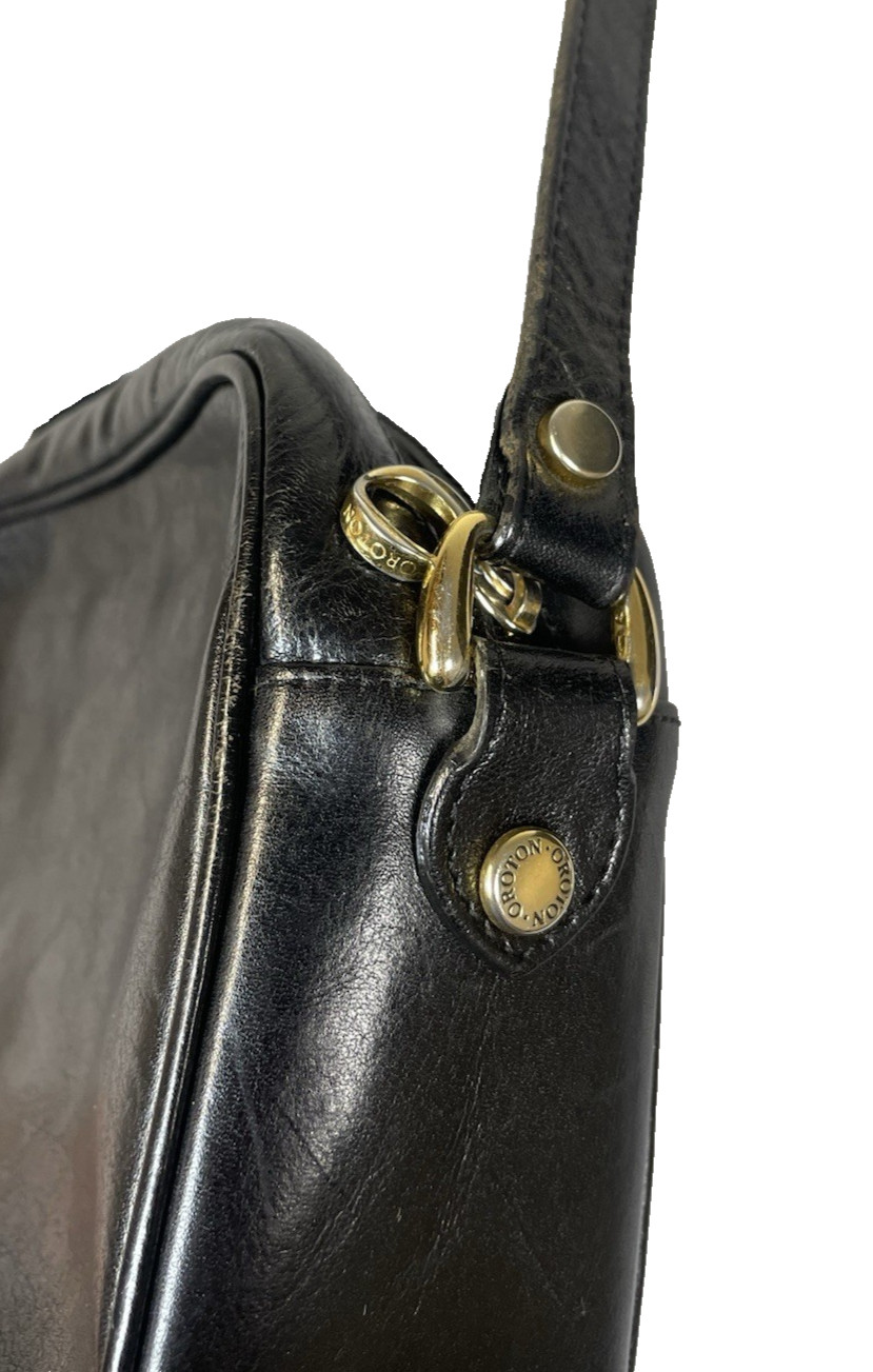 Vintage Oroton Leather Shoulder Bag Black Cowhide Adjustable Strap Sydney