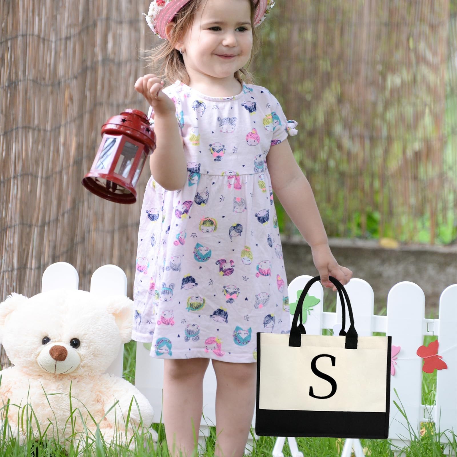 Mini Personalized Initial Tote Bag for Women – 10×8.5 IN Compact Canvas Purse…