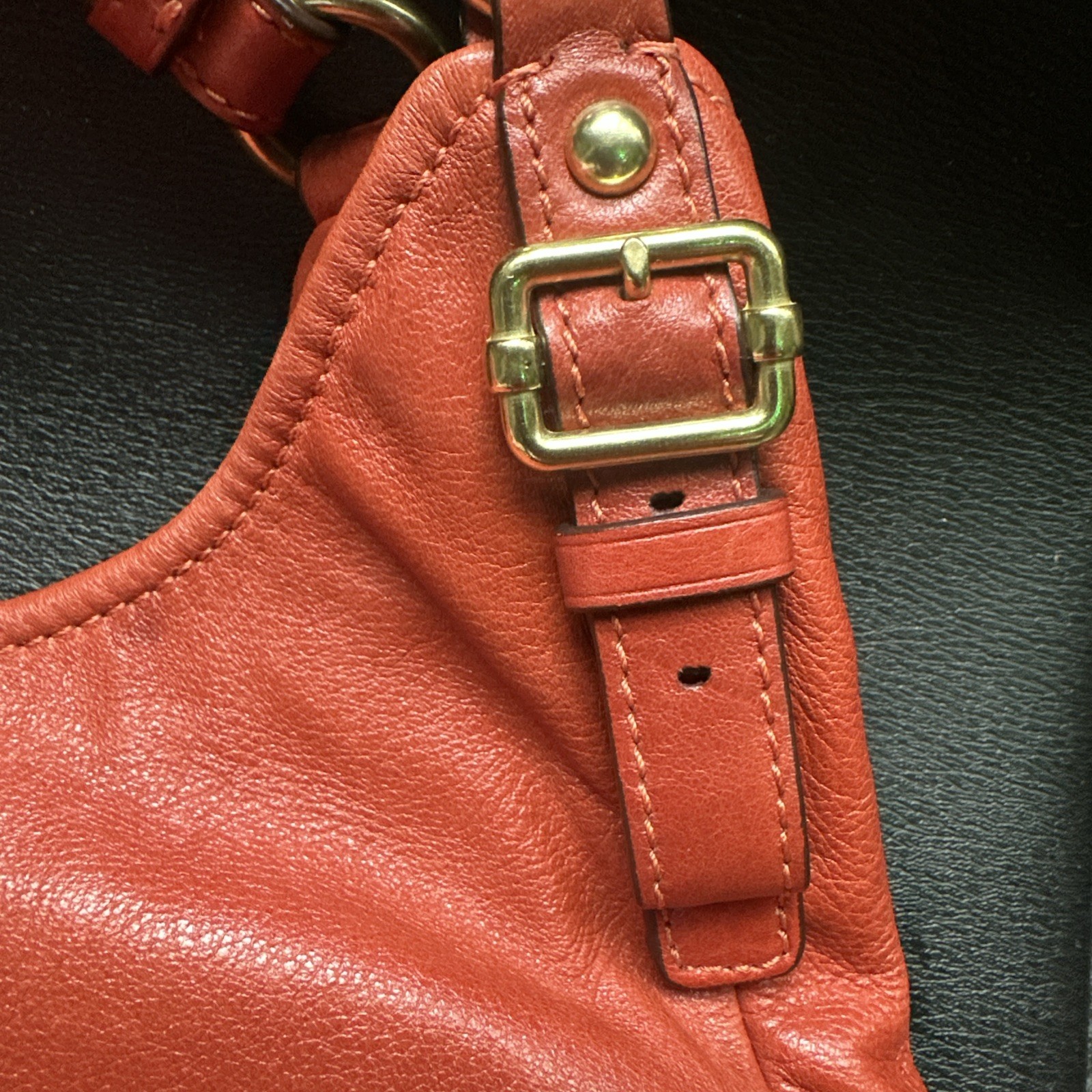 Coach Madison Leather Shoulder Bag – Red – Gold Hardware