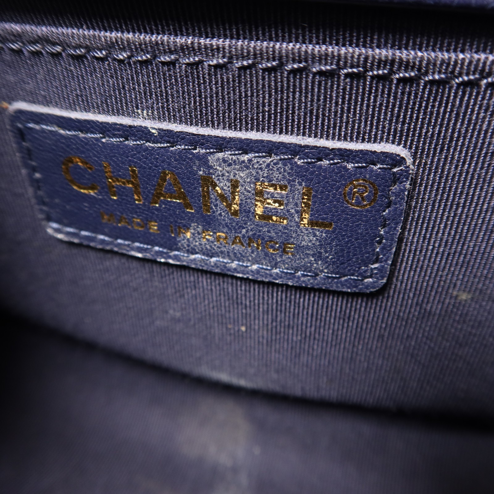 CHANEL CC GHW Boy 20 Chain Shoulder Bag A67085 Calfskin Leather Navy