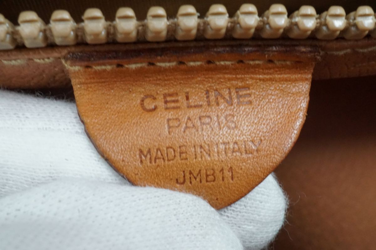 CELINE Vintage Macadam Tote Semi Shoulder Handbag PVC Leather Brown 7078h