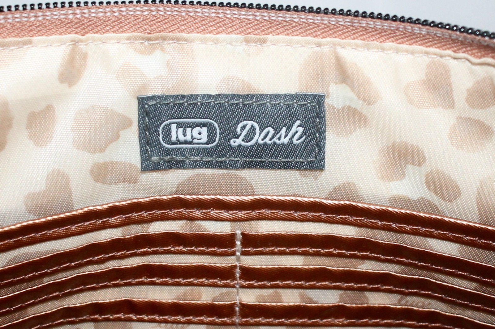 LUG Dash RFID Convertible Crossbody Clutch Metallic Chai Latte Diamond Quilt
