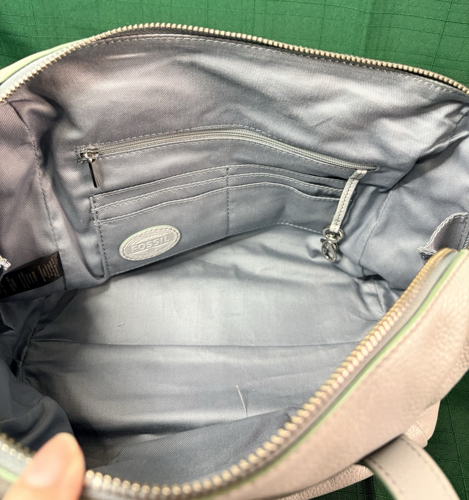 Fossil Light Blue Sydney Zip Bag/ Convertible Sachel Shoulder Bag/ Crossbody