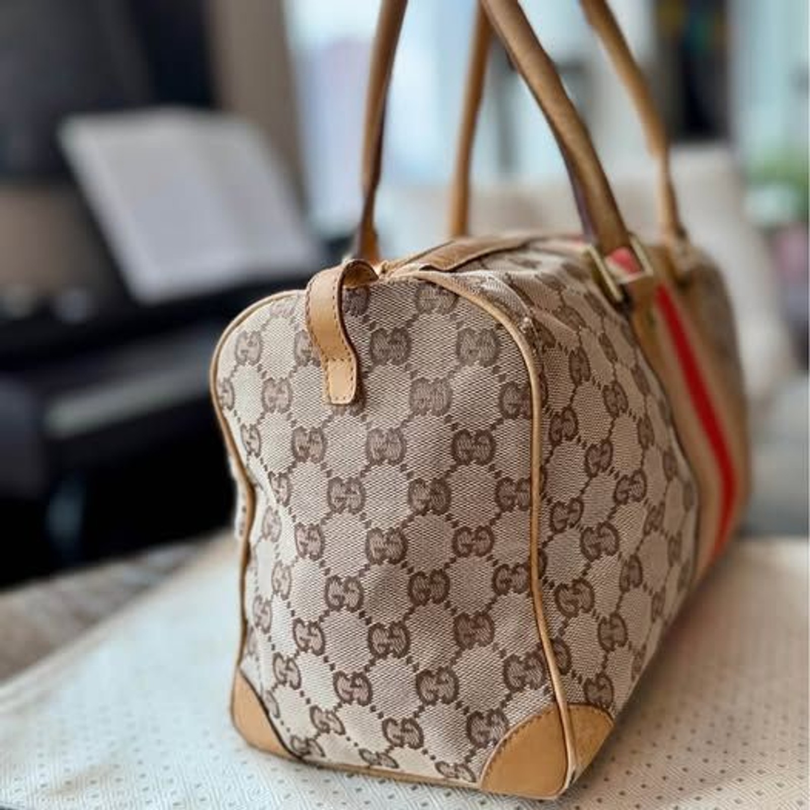 ❤️ Gucci GG Canvas Web Stripe Boston Bag Authentic crossbody option❤️