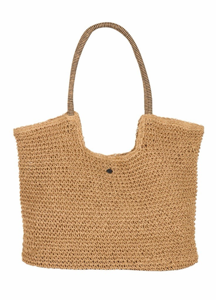 CALIA Women’s Straw Crochet Swim Tote Bag – Tan Black