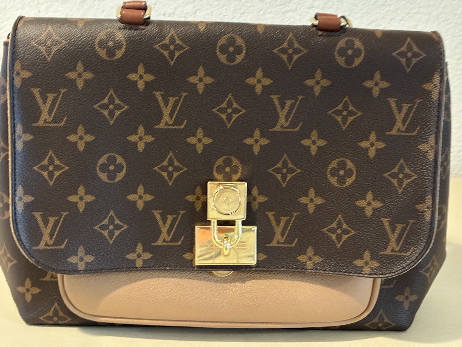 Louis Vuitton Monogram Trapezoid Satchel Top Handle Crossbody Lock Gold