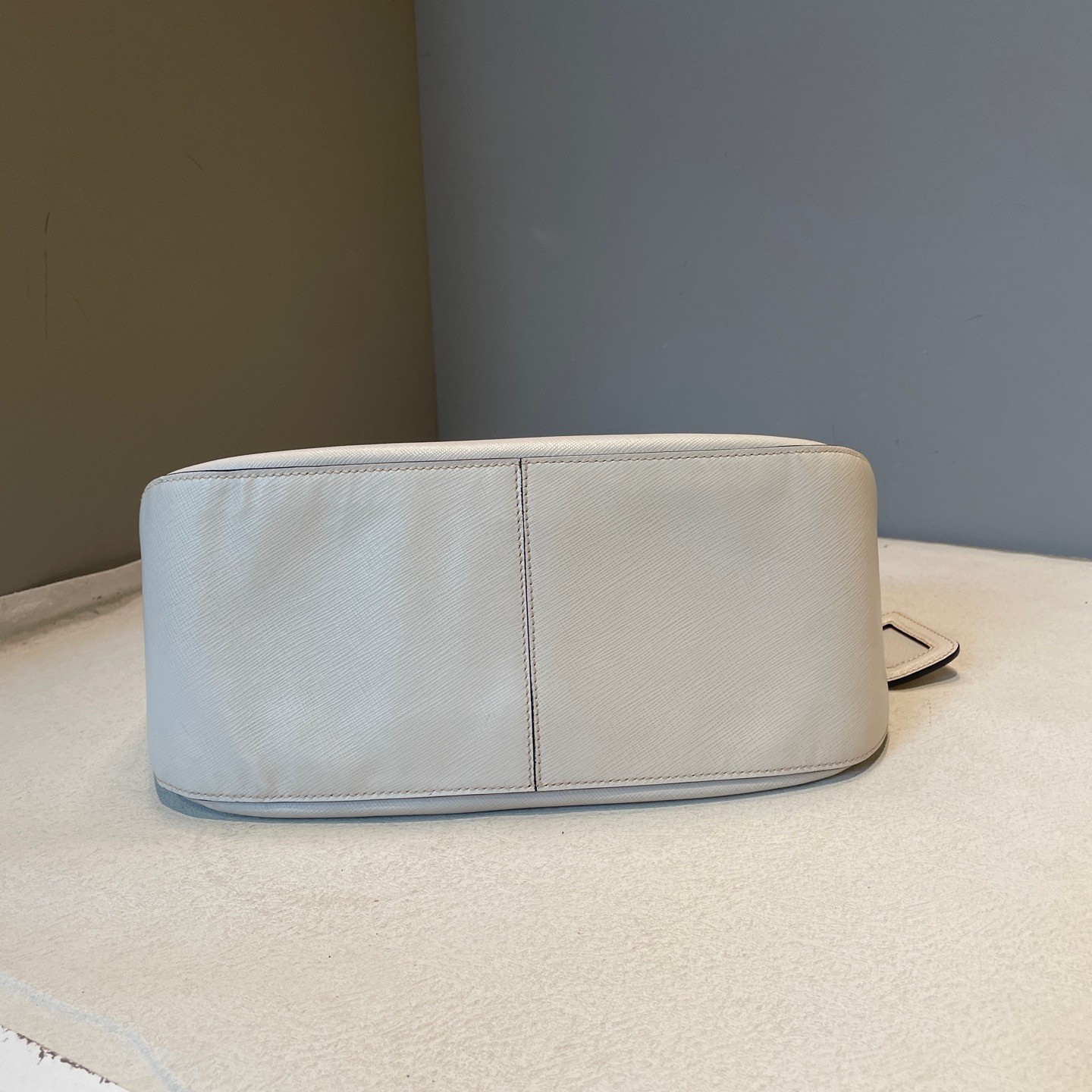 Prada Cleo White Gold Leather Shoulder Bag Pre-Owned
