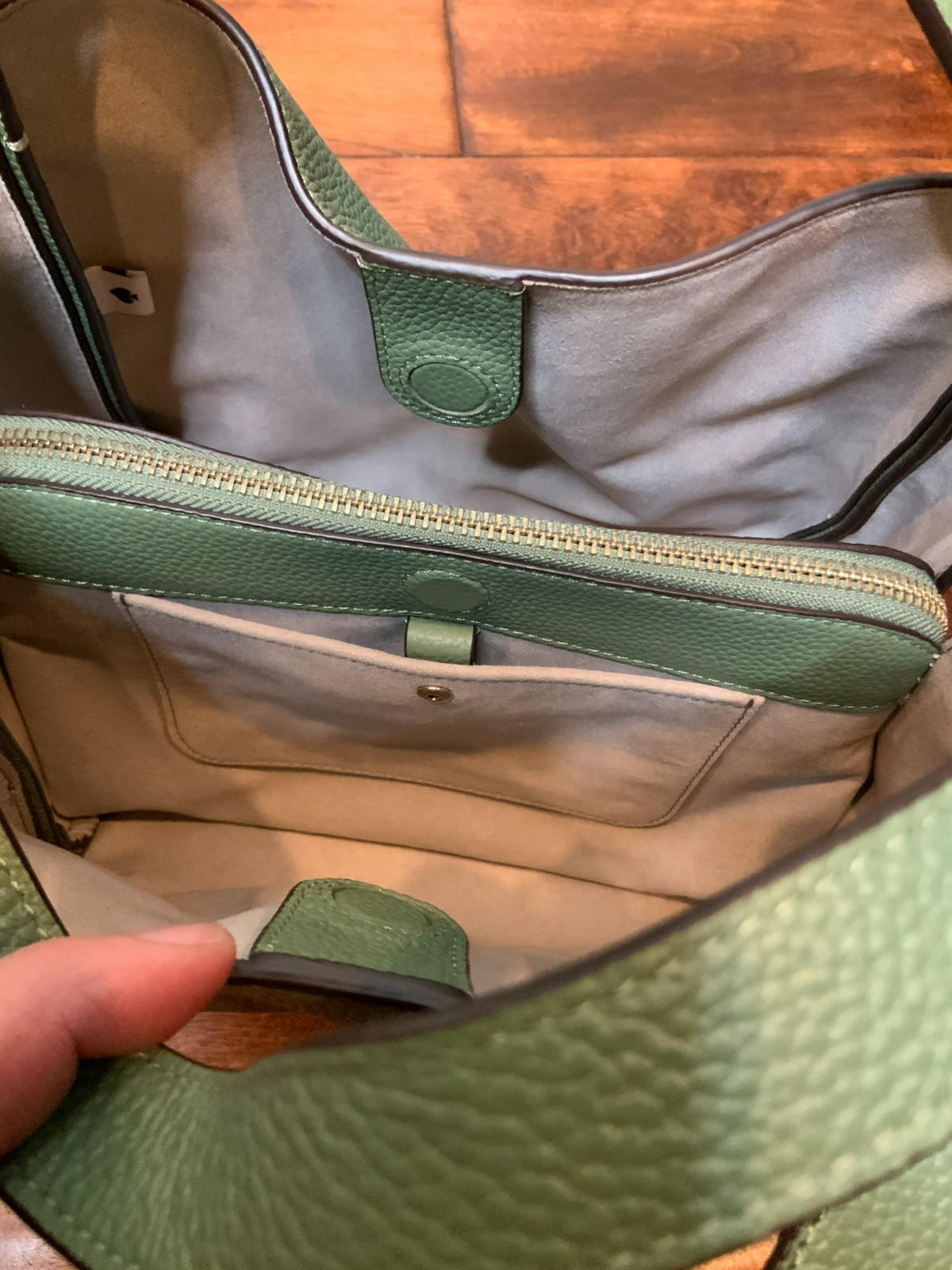 Kate Spade Romaine Green Pebbled Leather Knott Medium Tote Crossbody Satchel NWT
