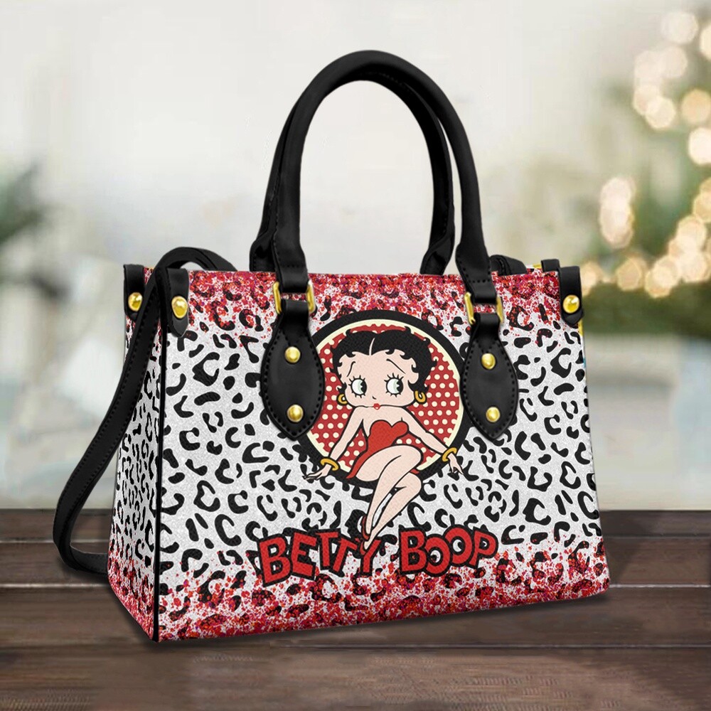 Personalized Betty Boop Cartoon Leopard Leather Handbag